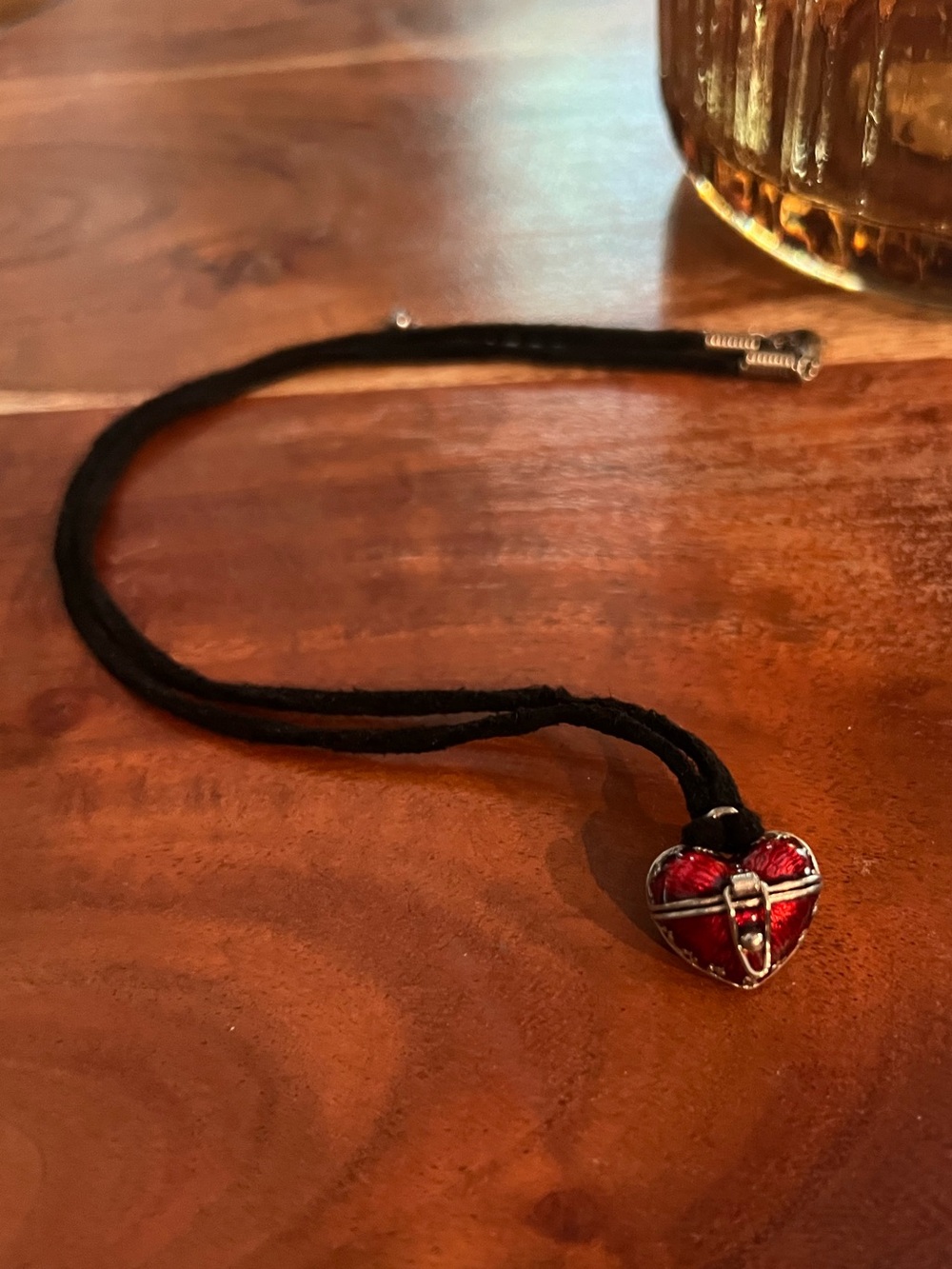 Red Heart Locket Pendant Necklace - Silver Accent Preowned